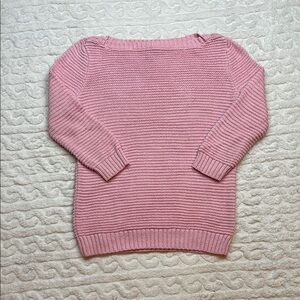 Lauren Ralph Lauren Pink Boatneck 3/4 Sleeve Cotton Sweater Size M